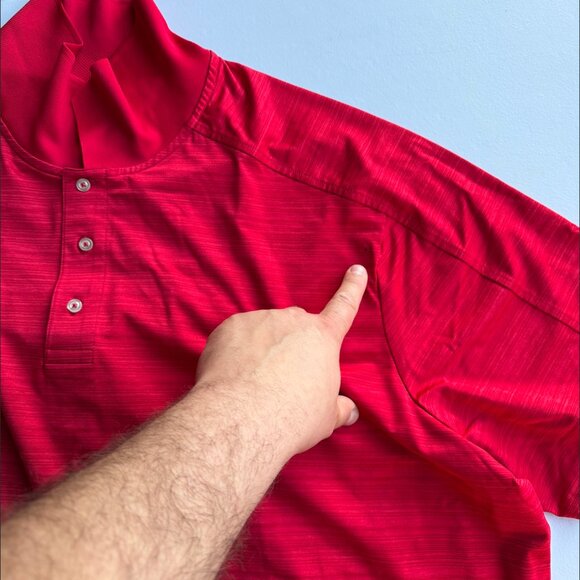 Lands’ End Men's Big 3XL Rapid Dry Tonal Stripe Polo‎ Shirt Rich Red - Picture 5 of 6